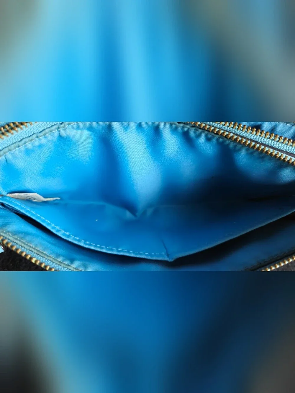 COACH Teal Blue Pebbled Leather Large Double Zipper Compartments Wristlet Clutch